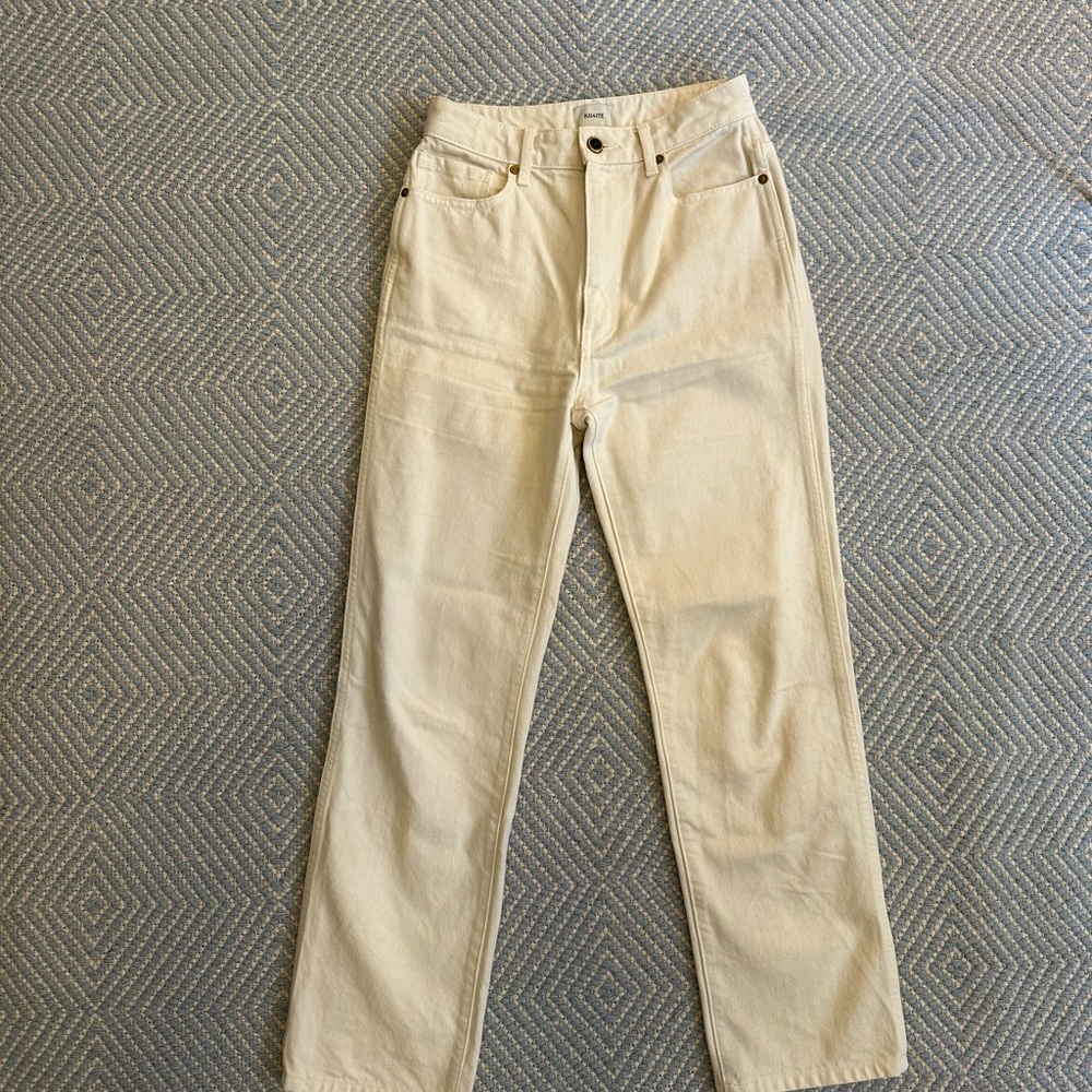 Khaite Abigail Jean Ivory — Size 27 (High Rise, Straight Leg, Ankle Length)